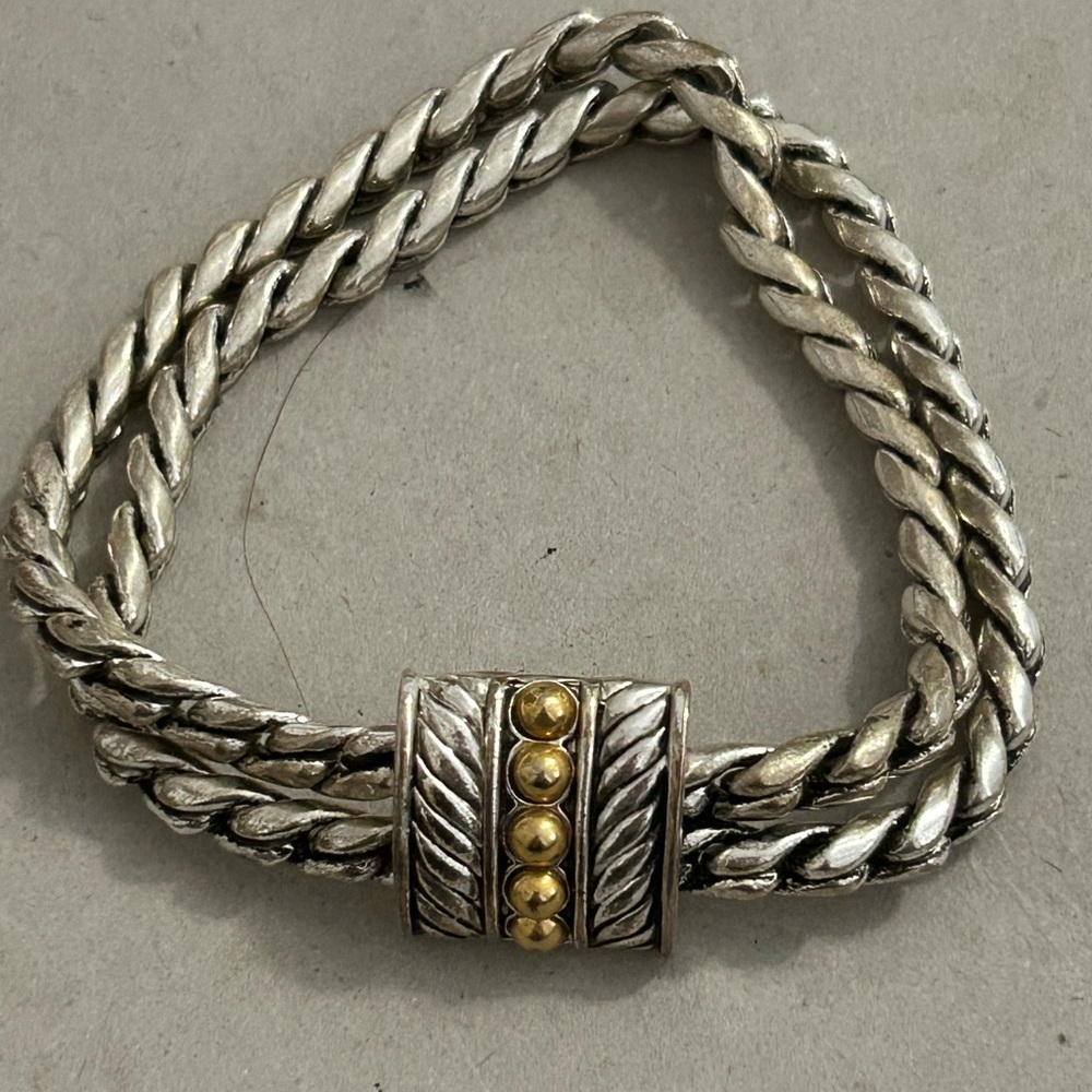 Women’s vintage bracelet. Magnetic Silver and Gold tone Rope Bracelet